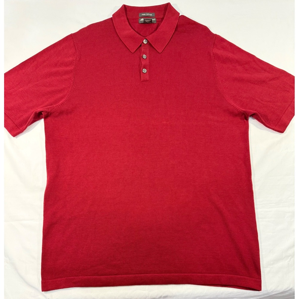 Eddie Bauer Mens Red Pima Cotton Short Sleeve Knit Polo Shirt Tall XL 0962